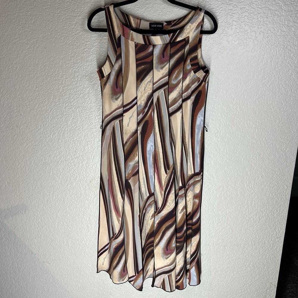 Voir Voir 10 Beige Brown Hi Low Slinky Knit Dress